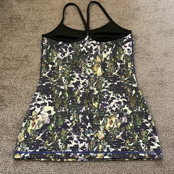LULULEMON Power Y Tank Top Olive Green Purple Floral Multi Dot Women’s Size 6 - Picture 5 of 8